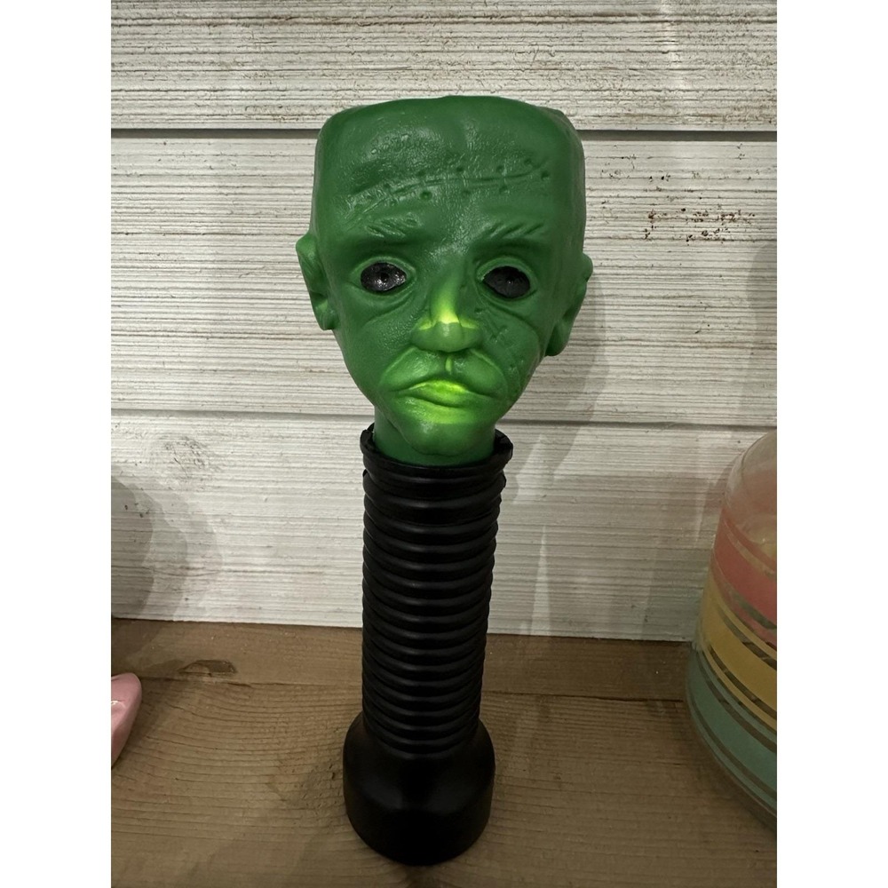 VTG Blinking Halloween Frankenstein Flashlight Blow Mold Rare